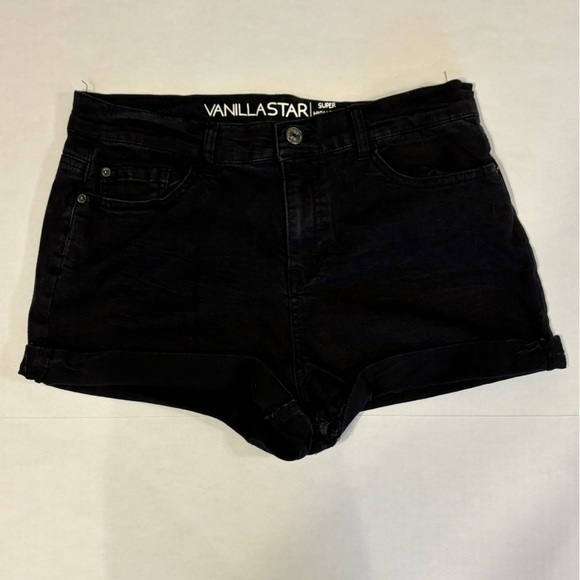 Vanilla Star super high rise cuffed black jean shorts size 11 - Picture 1 of 5